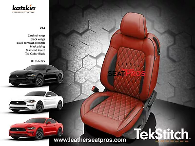 KATZKIN Leather Seat Covers 15-2021 Ford Mustang Coupe Convertible Cardinal Tek • $1495