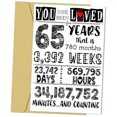 Card Gifts For Women Men Decorations Men Women - Includes 5x8 65th Birthday • £9.37