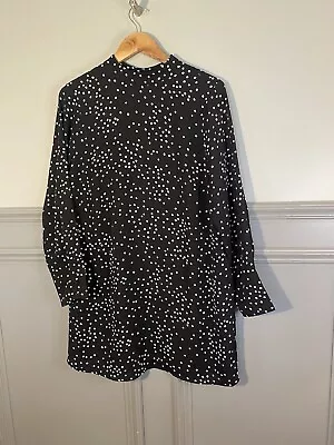 Mint Velvet Gorgeous Black Spotted Print  Dress Size 14 Spring Events MW002 • £38