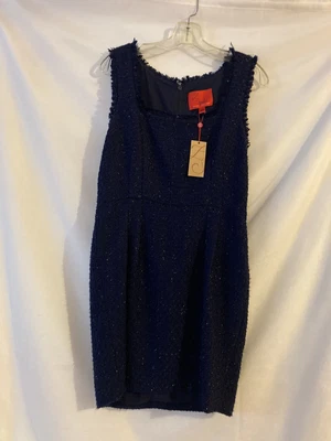 $20 • Buy NWT Z Spoke Zac Posen Dark Blue Tweed Shimmer Sparkle Sleeveless Dress Sz 10
