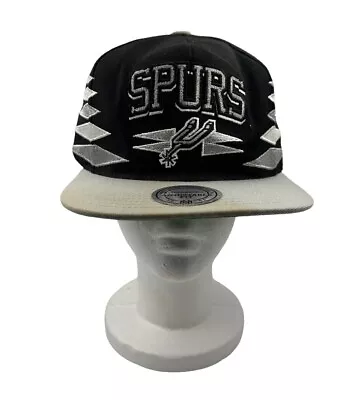 Mitchell Ness Snapback Hat San Antonio Spurs Black Grey Cap Adjustable NBA • $9.95