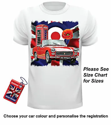 MG Midget Men's T Shirt MG Midget Union Jack Mod Target Can Personalise • £16.95