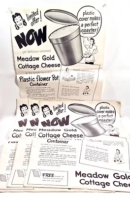 Vintage 1940 50s Meadow Gold Dairy Advertising Poster Sign Gay Plastic Container • $125