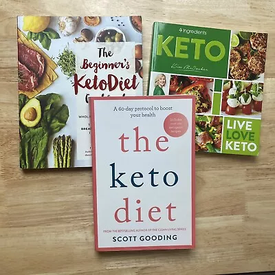 Lot Of 3 Keto Cookbooks The Beginner's Keto Diet Cookbook & 4 Ingredients Keto • $15.98