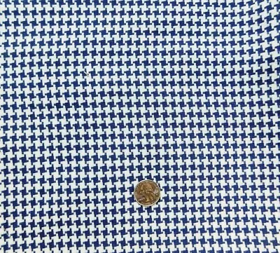 M210 Vintage Fabric 1960's Linen Woven Navy White Houndstooth Check 1 3/4 Yards  • $19.99