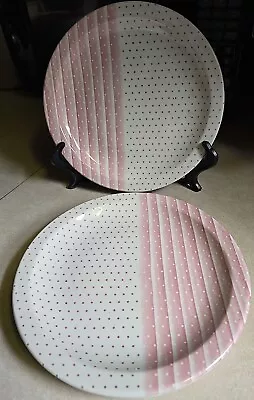 Set Of 3 Churchill England PINK SHADES 8  Salad Plates *Polka Dot * EUC  • $16.99