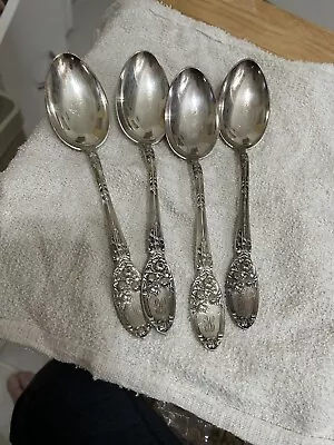 Antique Vintage Silver Plated  Set Of Spoons (4) Alvin Tablespoons-   L-Q-Q-K • $26.99