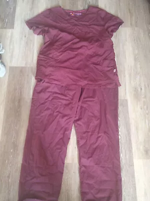 Maroon Burgundy Scrub Set L Pockets Nurse Tech • $15