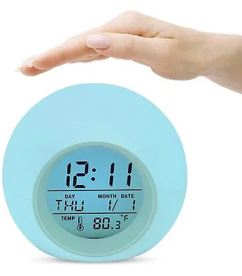 $9.99 • Buy Kids Digital Alarm Clock 7 Color Night Light,Touch Control, Temperature For Room