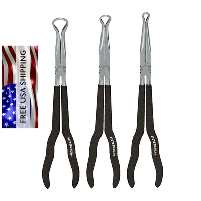 $32.95 • Buy 3 Pc Long Reach Hose Grip Pliers 3/8  1/2  3/4  Heater Hoses Vacuum Fuel Lines