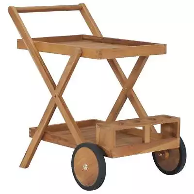 Solid Teak Wood Tea Trolley Kitchen Dining Room Serving Beverage Cart VidaXL Vid • $148.99