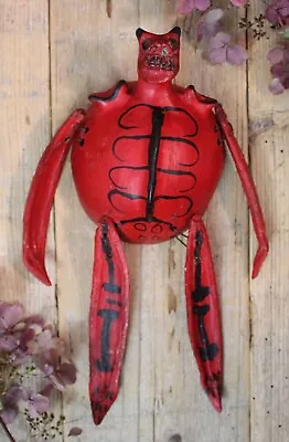 Coconut Red Devil Skeleton Day Of The Dead Handmade Guerrero Mexican Folk Art • $32