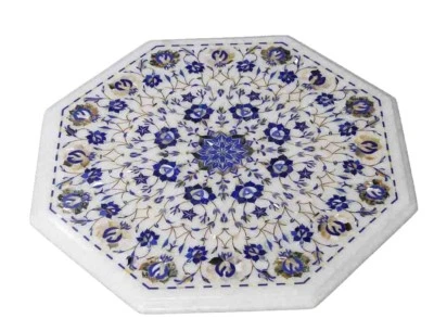 £385.92 • Buy Marble Coffee Table Top Semi Precious Lapis Gems Inlay Mosaic Decor Arts H1398