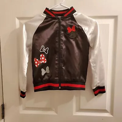 Little Girls Disney Bomber Jacket Minnie Mouse Red & Black Sequins Coat Size M • $4.99