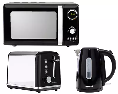 Daewoo Kensington Jug Kettle 2 Slice Toaster & Microwave Matching Set Black • £164.95