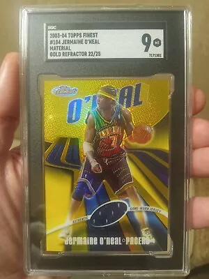 2003 Topps Finest Jermaine O'neal Gold Refractor Patch Card Sn  22/25 • $31