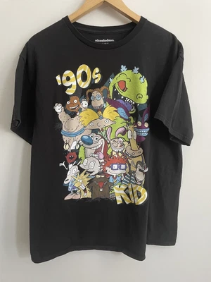 $13.99 • Buy Nickelodeon 90s Cartoons Black Large T-Shirt Rugrats Arnold Rocko Thornberrys