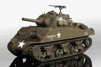 RC TANK 1:16 Heng Long Sherman Recoil Fury Model SMOKE SOUND BB INFRARED V7 UK • $352.28