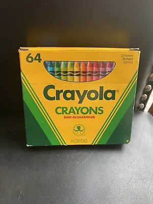 Vintage Crayola Crayons • Box Of 64 Sharpener Binney And Smith • Indian Red 1988 • $17.95