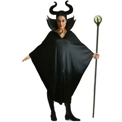 Ladies Maleficent Fancy Dress Cape Costume Womens Halloween Outfit • £16.99