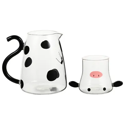 DOITOOL Cow Shape Glass Cup And Kettle Set 550ml For Water Tea Coffee • £21.99