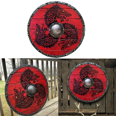 £19.99 • Buy Eivor Valhalla Raven War Pattern Viking Shield Wooden Wall Hanging Vintage Decor