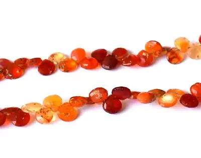 8  Strand Natural Mexican Fire Opal Beads Faceted Heart 4.5 - 5 Mm 1 Line #d1860 • $32