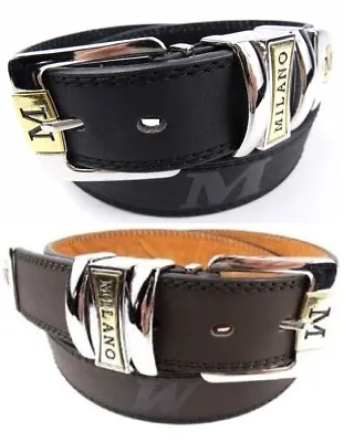 Men's Leather Jeans Belt Black Or Brown 28  - 48   By Milano®  • £9.99