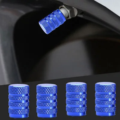 4Pcs Aluminium Car Wheel  Tire Tyre Valve Stems Air Dust Cover Screw Caps Blue • $4.18