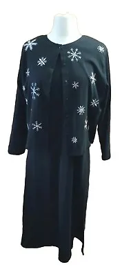 Marisa Christina Cardigan Dress Sz Xl Vtg Black Embroidered Holiday Dress  • $49.90