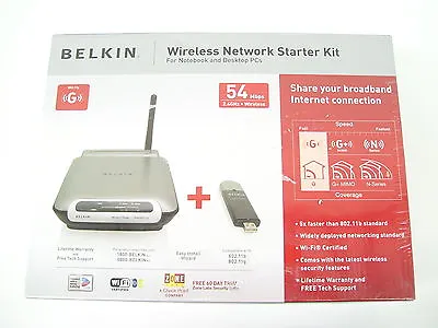 Belkin B5dau035 P57320au-b Wireless Network Router Starter Kit New • $78.75