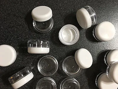  Cosmetic Jars Empty Beauty Containers 5 Gram Ml White Caps Lip Balm Pot 25 5033 • $19.95