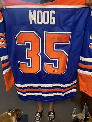 Andy Moog Signed Edmonton Oilers HHOF Autographed Jersey Beckett COA • $109.99