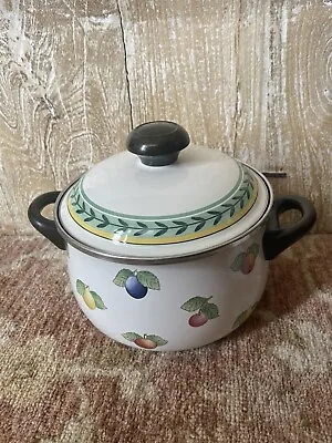 Villeroy & Boch  French Garden Enamel 5 Quart Stew Or Soup Pot W/ Lid Germany • $22.95