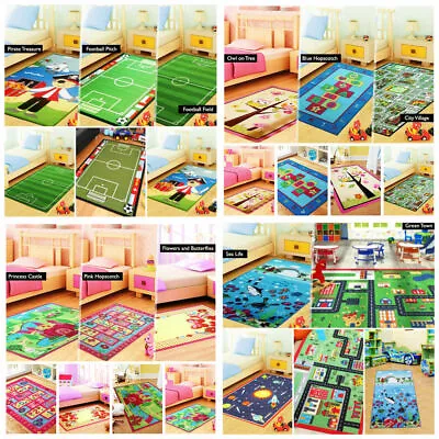 £20.99 • Buy Kids Rugs Girls Boys Bedroom  Designer Floor Mat Living Room Soft Nursery Carpet