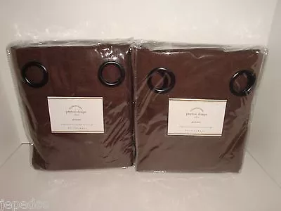 Pottery Barn Peyton Metal Grommet 84  Lined Drape Panel Pair Set Chocolate Brown • $130