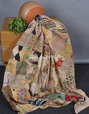 Boho Patchwork Quilt Bed Cover Kantha Coverlet Handmade Quilts Hippie Blanket • $14.25