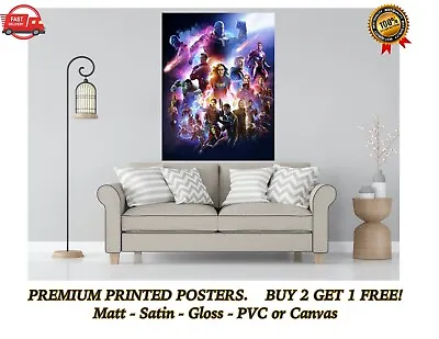 Marvel Avengers Super Hero Characters Large Poster Art Print Gift A0 A1 A2 A3 A4 • £8.40