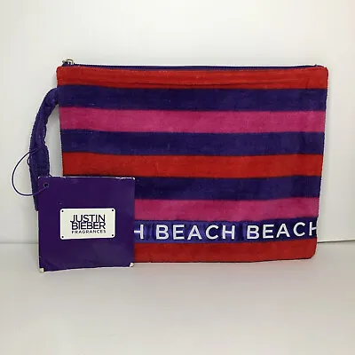 £11.76 • Buy Justin Bieber Fragrances Bag- Beach Purple Pink And Red Stripes Small Bag NWT