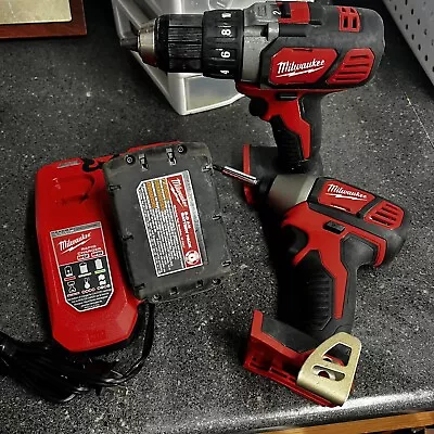 2 Milwaukee M18 18v Lithium 1/4 In. Cordless Impact Driver Set 2606-20 + Charger • $109