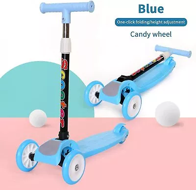 Kids 3 Wheel Kick Scooter With Candy Wheels Adjustable Height Balance Aged 3+ • £14.99