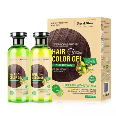 Royal Glow Dark Brown Hair Colour Gel For Men And Women 2 X 250ml Saloon Quality • £14.99