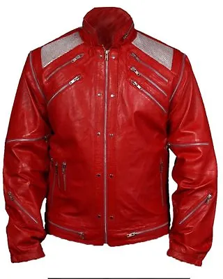 HLMichael Jackson Beat It  MJ Beat It  Real Leather Jacket With Real Metal Mesh • $79.99