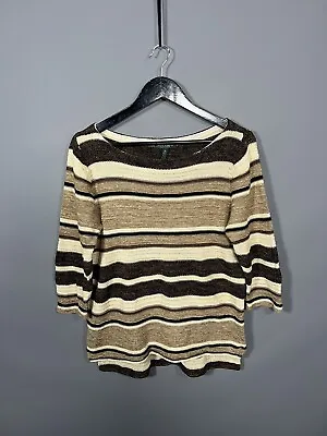 RALPH LAUREN Jumper - Size XL - Striped - Linen - Great Condition - Women’s • £29.99