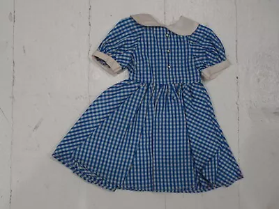 Vintage Madame Alexander Doll Clothes 15  Blue Check Taffeta Dress Original Tag • $26