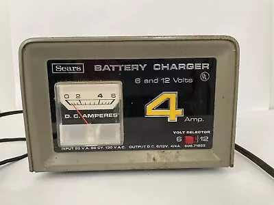 Vintage Sears 6 Or 12 Volt 4 Amp Battery Charger # 608.71823  Works • $49.99