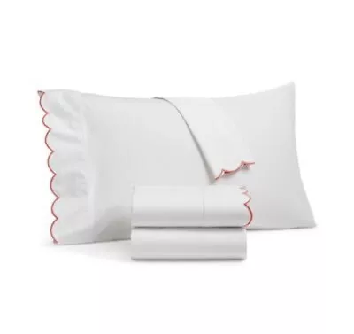 Martha Stewart Scalloped 400TC 100% Cotton Percale Standard Pillowcases Set Of 2 • $13.30