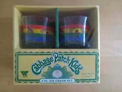 $12.95 • Buy Vintage 1984 Cabbage Patch Kids 5 Ps Ice Cream Set Glass 4-12 OZ Bowls,1- Scoop