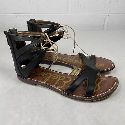Sam Edelman Black Leather Strappy Gladiator Sandals 7 • £18.91