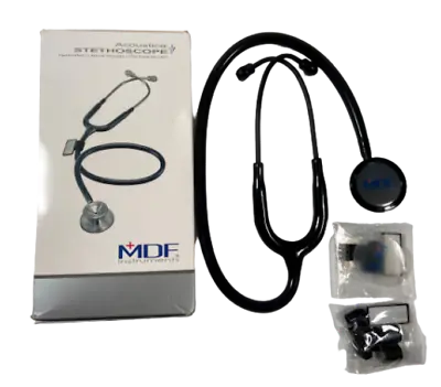 MDF Acoustica Deluxe Lightweight Dual Head Stethoscope ALL BLACK MDF747XP-BO NEW • $34.99